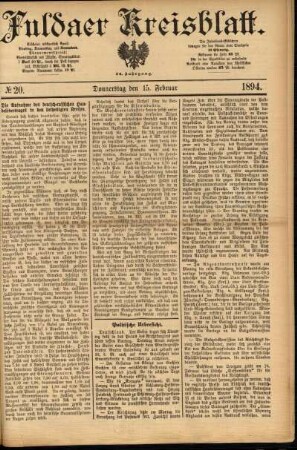 Ausgabe vom Donnerstag, den 15. Februar 1894.