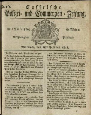 Nr. 16, Mittwoch, den 25sten Februar 1818