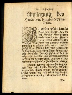 Außlegung des Hundert und dreyzehenden Psalm Davids.