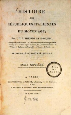 Histoire des républiques italiennes du moyen âge, 7