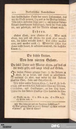 Die sechste Lection. Von dem vierten Gebote.