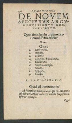 De Novem Speciebus Argumentationum Rhetoricarum.