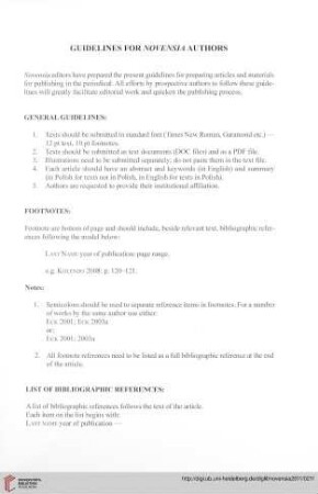 Guidelines for Novensia authors