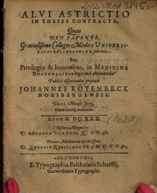 Alvi Astrictio In Theses Contracta