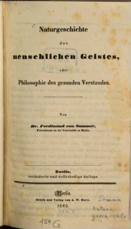 Naturgeschichte des menschlichen Geistes oder Philosophie des gesunden Verstandes