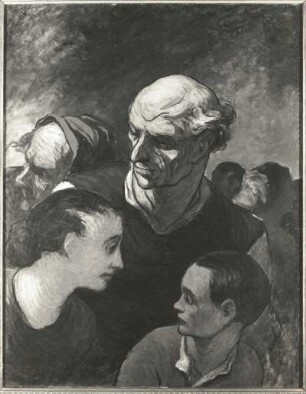 Eine Familie auf der Barrikade von 1848 : Eine Familie auf der Barrikade von 1848 (nach 1860, H. Daumier; Leinwand; 0,92 x 0,74 m; Prag, Nationalgalerie)