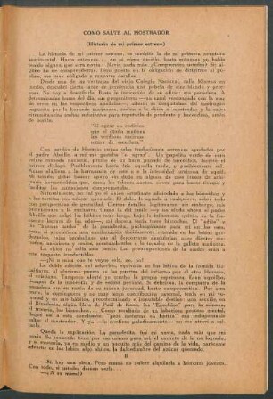 Como salte al mostrador : (Historia de mi primer estreno)