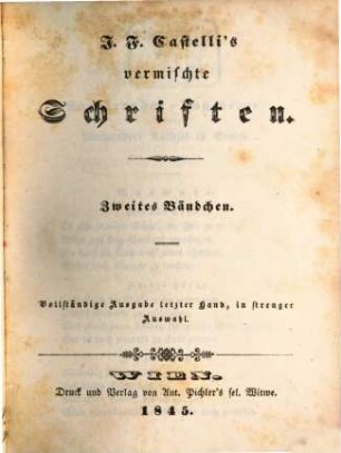 Ausgewählte Werke : Sämmtliche Werke, 15. Vermischte Schriften ; Bd. 2
