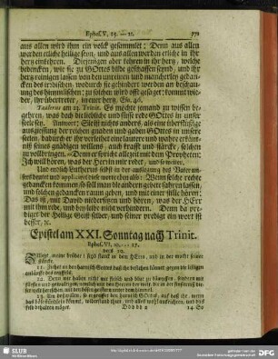 Epistel am XXI. Sonntag nach Trinit. Ephes. VI, 10. --- 17. vers. 10.