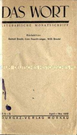 Literarische Monatsschrift Das Wort, Jg. 1937