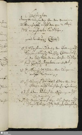 Specification derer AnWesenden Von der Gemeinen Ritterschafft auff den am 2. Maij. 1715. angestellten LandTage.
