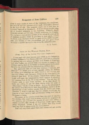 III. Views of Sir William Chance.