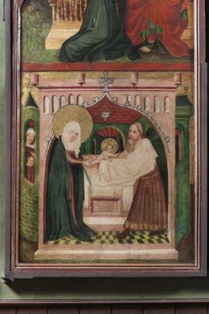Severusaltar — Szenen aus dem Leben Mariä — Marienkrönung und Darbringung des Christusknaben im Tempel — Darbringung des Christusknaben im Tempel