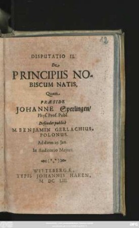 Disputatio II. De Principiis Nobiscum Natis
