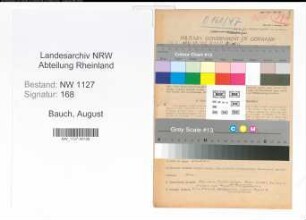 Entnazifizierung August Bauch , geb. 30.07.1898 (Hauptwachtmeister)