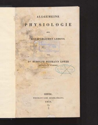 Allgemeine Physiologie des koerperlichen Lebens