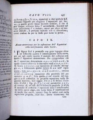 Capo IX. Alcune avvertenze per la costruzione dell' Equazioni colla intersecazione delle Curve.