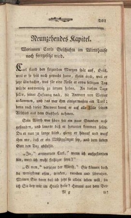 Neunzehendes Kapitel. Worinnen Carls Geschichte im Wirtshause noch fortgesetzt wird.