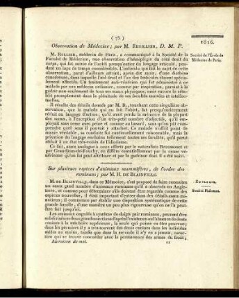 Observation de Médecine;