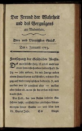 Drey und Vierzigstes Stück. Den 1. Januarii 1773.