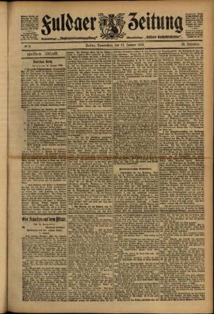 Erste Ausgabe vom Donnerstag, den 11. Januar 1906.
