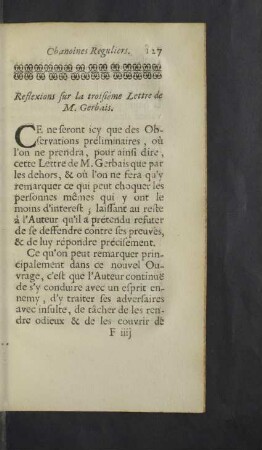 Reflexions sur la troisième Lettre
