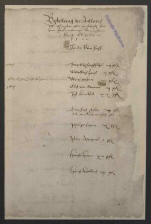 Verzeichnis der Stallungen zu Aschaffenburg im Jahr 1522