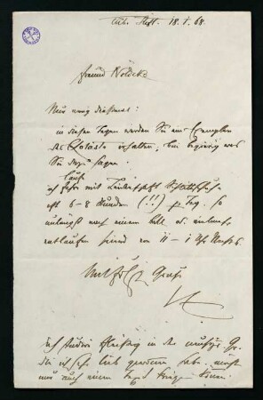 Brief vom 18. Januar 1868