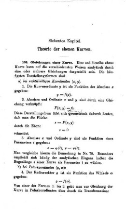 Siebentes Kapitel. Theorie der ebenen Kurven.