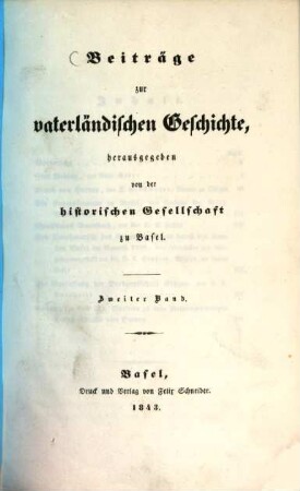 Beiträge zur vaterländischen Geschichte. 2, 2. 1843