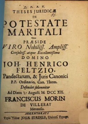 Theses iur. de potestate maritali