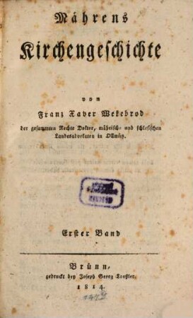 Mährens Kirchengeschichte, 1