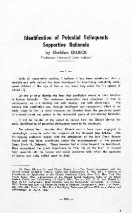 233-246, Identification of Potential Delinquents Supportive Rationale