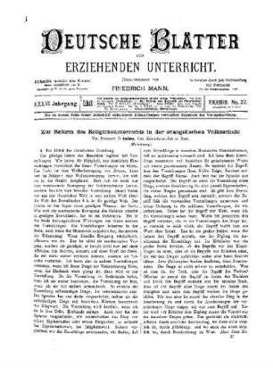Zur Reform des Religionsunterrichts in der evangelischen Volksschule : (Fortsetzung)