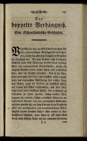 Das doppelte Verhängniß. Eine Schottländische Geschichte.