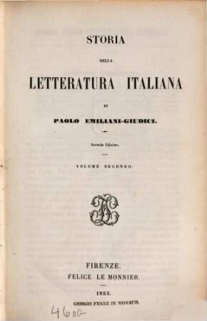 Storia della letteratura Italiana. Vol. 2