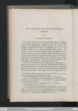 Der Turanismus Und Die Kemalistische Türkei Von Gotthard Jäschke