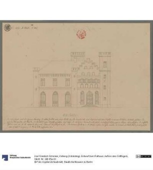 Kolberg (Kołobrzeg). Entwurf zum Rathaus. Aufriss des Ostflügels