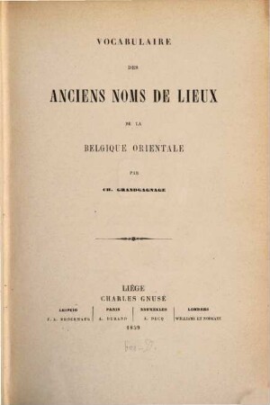Vocabulaire des anciens noms de lieux de la Belgique orientale
