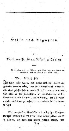 1. Abreise von Paris und Ankunft zu Toulon.