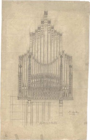 Schmidt, Heinrich von; Köln; Herz-Jesu-Kirche - Orgel, Holzverkleidung der Standfläche (Ansicht)