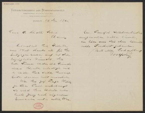 Brief an B. Schott's Söhne : 19.12.1890