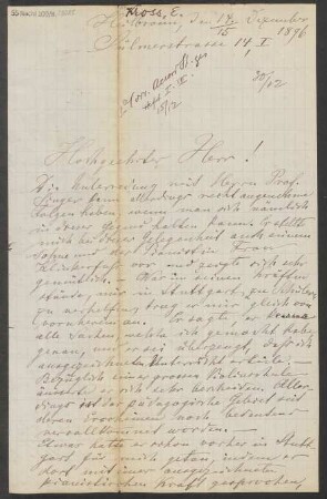 Brief an B. Schott's Söhne : 14.12.1896