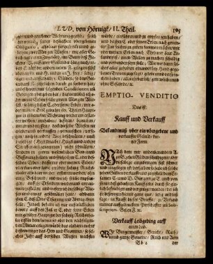 Emptio- Venditio Das ist: Kauff und Verkauff.