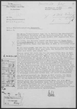 Neresheim: Pfarrbericht mit Visitationsbericht ("Bemerkungen zum Pfarrbericht") 1958