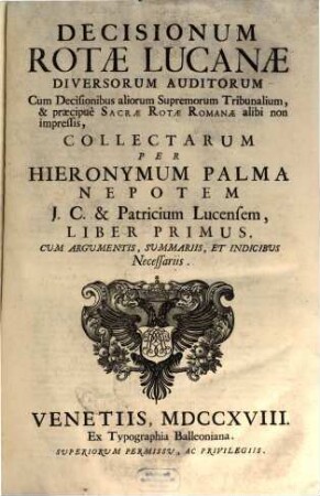 Decisiones rotae Lucanae cum Decisionibus Rotae Romanae, 1