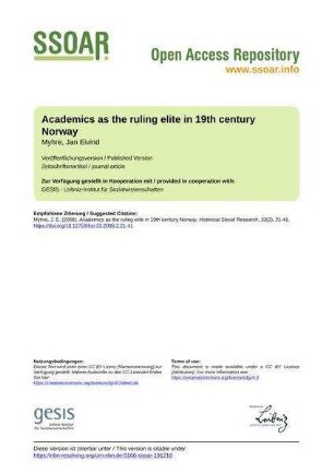 Academics as the ruling elite in 19th century Norway
