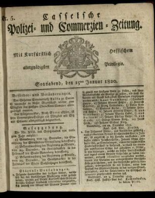 Nr. 5, Sonnabend, den 15ten Januar 1820