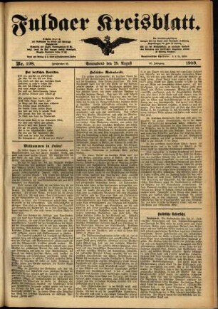 Ausgabe vom Samstag, den 29. August 1908.