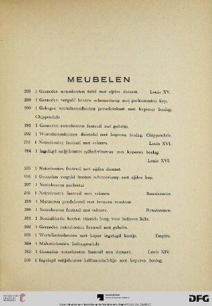 Meubelen (Nr. 288-414)